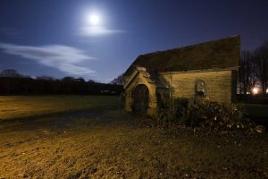 Buckle Lane Cemetery, bathed in moonlight..